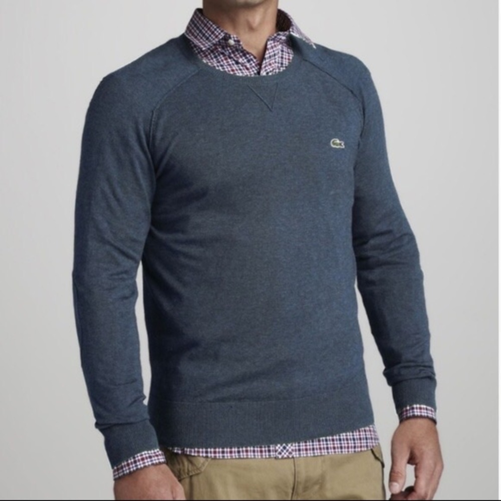 Lacoste Men’s Cashmere Cotton Sweater with Suede Elbow Patch
